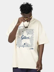 Mens oversized short sleeve t-shirt streetwear hip hop style with graphic text print detail