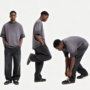 Men's oversized drop-shoulder gradient short sleeve t-shirt and casual pants apparel set.