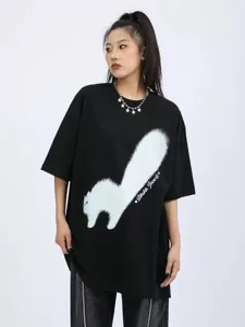 Men Casual Vintage Washed Cotton T-Shirt Loose Fit Oversized Drop Shoulder Short Sleeve Crew Neck Tee Streetwear Top