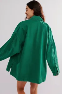 Casual versatile pocket side split denim women jacket detail view showing stylish fit.
