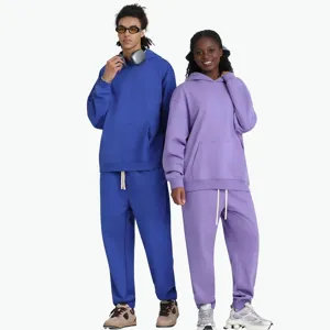 Heavyweight fleece hoodie and sweatpants set for men and women autumn winter casual streetwear