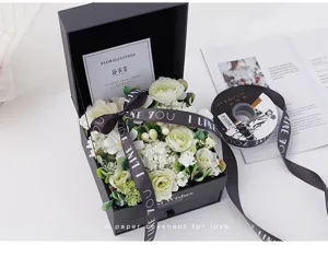Ruban imprimé à lettres anglaises de 2.5 cm bouquet boîte-cadeau emballage déco florale DIY
