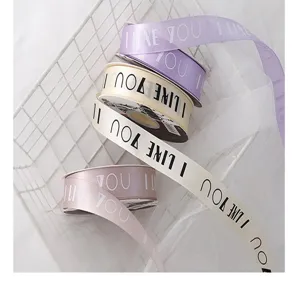 Rouleau de ruban en satin imprime de 2.5cm pour emballage cadeau et bouquet de fleurs DIY.