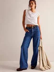 American Streetwear Washed Wide Leg Straight Jeans For Women 2025 Spring Vintage High Waist Denim Pants Cotton Casual Loose Fit Trousers