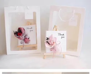 Mini canvas boeket met ezel en transparante venster cadeauzak set voor romantisch.