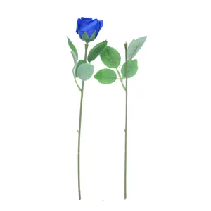 Artificial Flower Stem Iron Wire Plastic Green Leaves For Soap Flower DIY Handmade Crafting Accessory Home Floral Decoration Single Stem Greenery