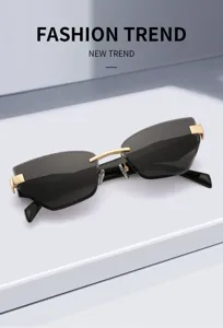 Elegante rahmenlose Damen Sonnenbrille mit Farbverlauf und goldenen Metalldetails neu.