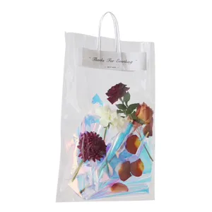 Transparante PVC Bloemen Handtas Boeket Verpakkingszak Heldere Bloemen Cadeautas Draagbare Waterdichte Florale Wikkelzak Voor Valentijn Bruiloft