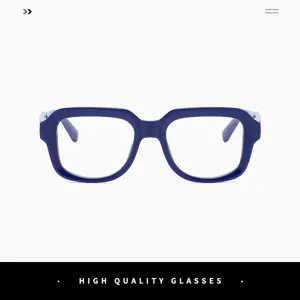Montura de gafas opticas cuadrada retro azul para hombres y mujeres anti luz azul