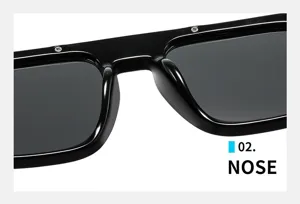 Schwarze quadratische Sonnenbrille Detailansicht, vintage dicker Rahmen Trend Brille.