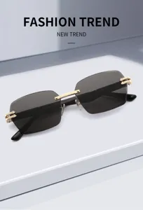 Modische randlose Sonnenbrille für Damen und Herren, edle Metall-Sonnenbrille mit Farbverlauf.