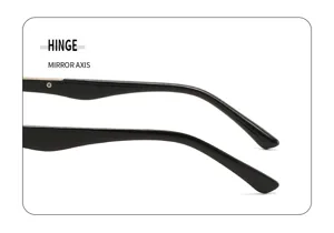 Detailaufnahme von Sonnenbrillenscharnier und Bügel, elegantes schwarzes Metall-Design.
