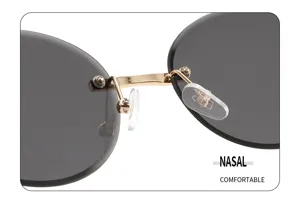 Nahaufnahme der Sonnenbrillen-Nasenbrücke und klaren Nasenpads im Metall-Design.