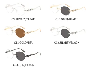 Vintage Metallrahmen ovale Sonnenbrille fuer Damen und Herren, modische Schlangenbrille.
