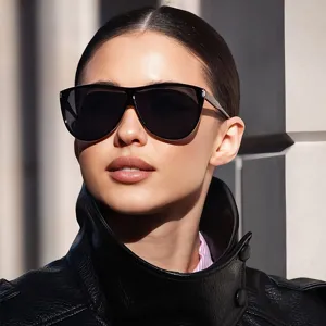 Oversized Aviator Sunglasses For Women Men Retro Flat Top Square Frame Plastic Shield Shades Sun Protection Eyewear Street Beats