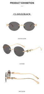 Retro Metallrahmen ovale Sonnenbrille für Damen und Herren, Luxus Detailansicht.