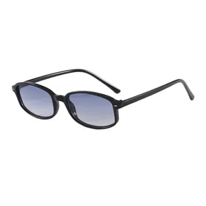 Retro schmale rechteckige Sonnenbrille mit schwarzem Gestell für Damen, stylische Vintage Brille.