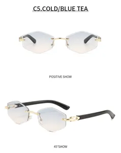 Retro hexagon rüsten Sonnenbrille mit Farbverlauf Gläsern und Holzmaserung Bügel Damen Herren.