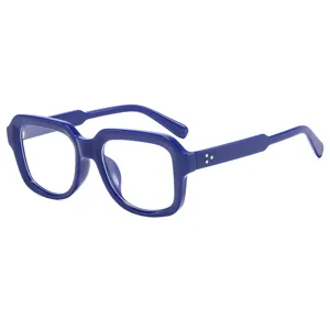 Gafas retro gruesas cuadradas bloqueadoras de luz azul para hombre y mujer montura optica