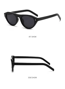 Schwarze Katzenauge Sonnenbrille für Damen und Herren, modische geometrische Brille UV Schutz.