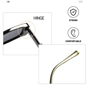 Streetstyle schwarze rechteckige Sonnenbrille Detailansicht mit Scharnier und komfortablem Bügel.