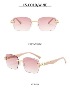 Detailansicht rückenfreie Farbverlauf Sonnenbrille, quadratischer Metallrahmen, stylisch