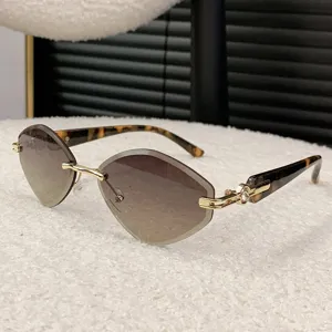 Gafas de sol degradadas sin montura corte diamante tendencia streetwear chic moda top