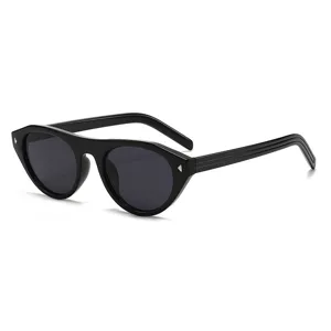 Schwarze Katzenauge Sonnenbrille Damen Herren stilvolle geometrische UV Schutz Brille