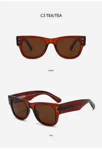 Vintage Square Acetate Sunglasses Women Men Luxury Designer Brown UV400 Sun Glasses