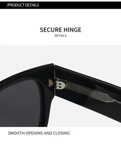 Close up view of the durable and smooth metal sunglasses hinge mechanism for quality.