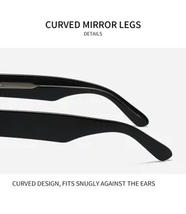 Detailed view of black polarized sunglasses with curved temples ensuring a snug, comfortable fit.