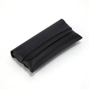 Black leather glasses case minimalist soft pouch portable sunglasses storage box for men women