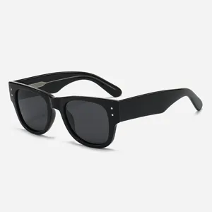 Black square polarized sunglasses for women and men, stylish thick frame retro eyewear.