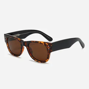 Chic retro square sunglasses for women and men, featuring bold tortoiseshell frame and dark lenses.