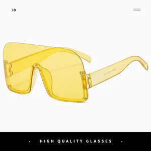 Y2K Occhiali da Sole Maschera Oversize Moda Giallo Trasparente Streetwear Donna Uomo