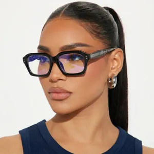 Montures de Lunettes Anti-Lumière Bleue Polygone Rétro Pour Femmes Hommes Style Vintage Monture de Lunettes en Acétate Optique