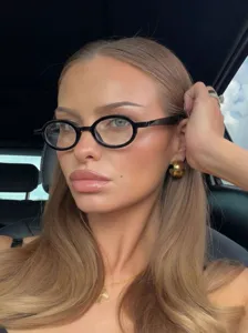 Montura de gafas ovaladas retro para mujer y hombre, gafas ópticas vintage negras para diario.