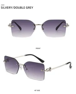 Lunettes de soleil sans monture carrées tendance pour femmes, verres dégradés anti-UV.