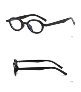 Montura de gafas redonda ovalada negra vintage estilo retro para hombres y mujeres moda chic