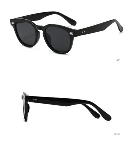 Klassische retro schwarze runde Sonnenbrille Herren Damen Mode UV-Schutz Brille Neu 1
