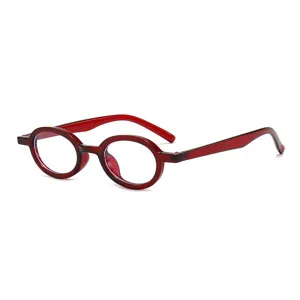 Gafas de montura redonda retro para hombres y mujeres, montura óptica roja vintage.