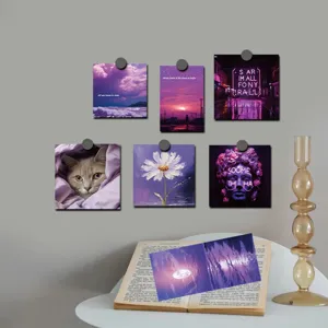 Purple aesthetic decorative cards set 15pcs wall art postcards for bedroom room decor