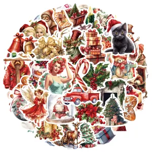 50pcs retro vintage navidad pegatinas impermeables vinilo calcomanias para diario guitarra movil
