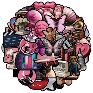 50 Stk. ästhetische rosa schwarze Graffiti Aufkleber für Handyhülle Skateboard DIY