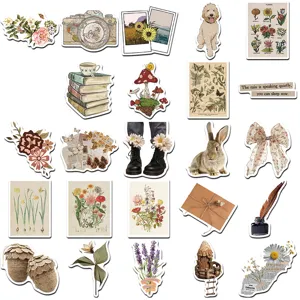 Vintage botanical aesthetic sticker set waterproof journaling scrapbooking cute decals