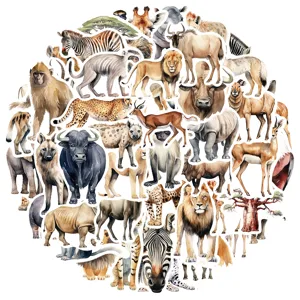 Set di adesivi con animali selvatici africani, decalcomanie in vinile per skateboard.