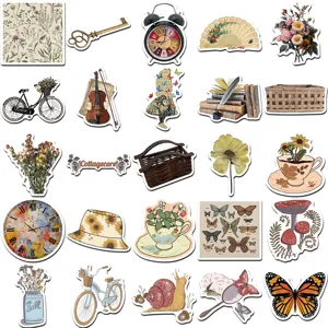 Vintage aesthetic waterproof sticker pack for journaling scrapbooking and laptop decoration.