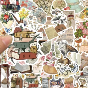 Vintage botanical aesthetic stickers pack for journaling, scrapbooking, and DIY crafts.