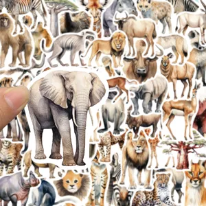 Set di adesivi impermeabili animali africani per laptop skateboard chitarra casco