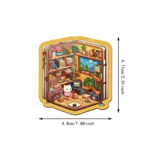 Simpatico adesivo graffito impermeabile in stile cartoon mondo in miniatura per decorare.